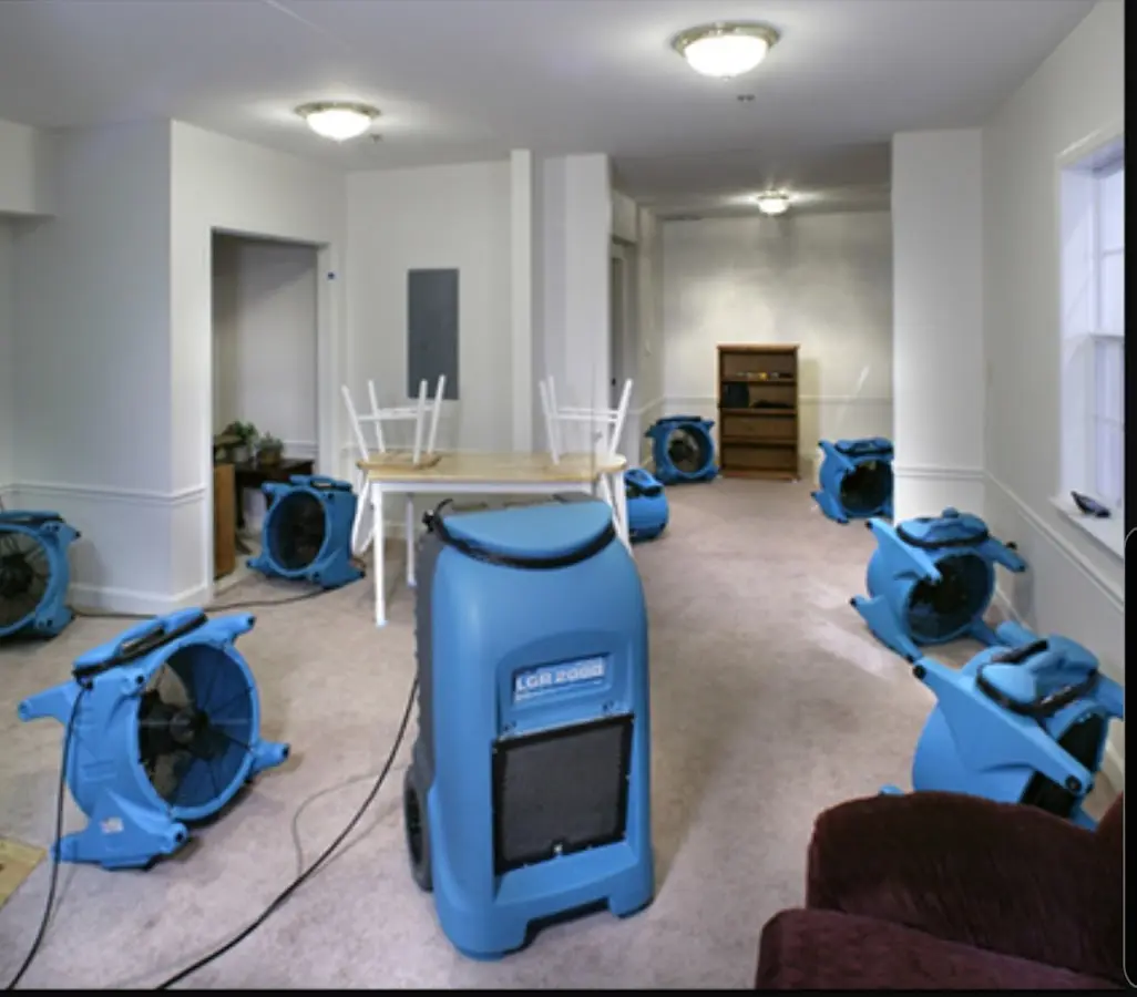 Air movers and dehumidifier setup for Water Extraction & Removal in Homestead